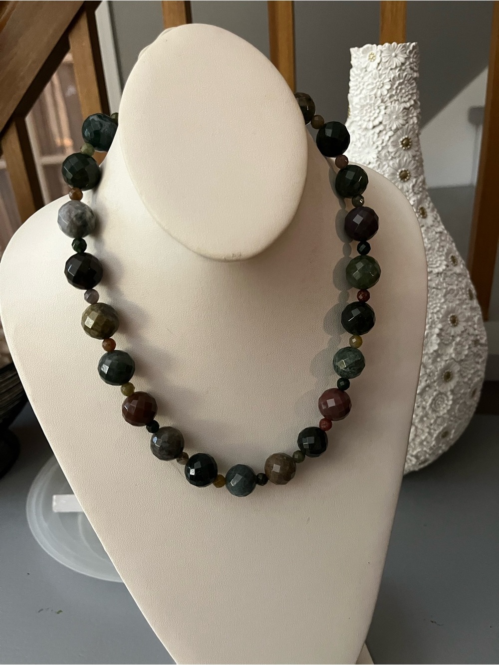Faceted Multicolor Agate Bead Necklace - Women Jewelry
